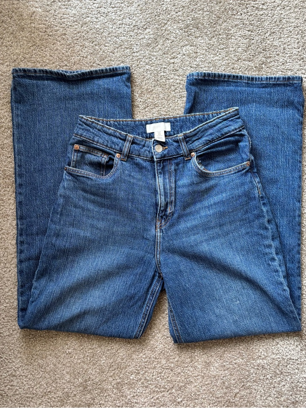 H&M medium wash high rise wide leg jeans